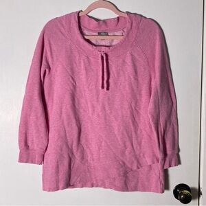Talbots Pink Cotton Drawstring Neckline Long Sleeve Sweatshirt Size Medium
